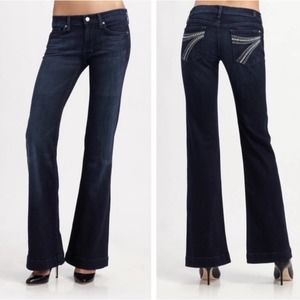 7 for All Mankind Dojo Crochet Dark Wash Flare Jeans Size 26
